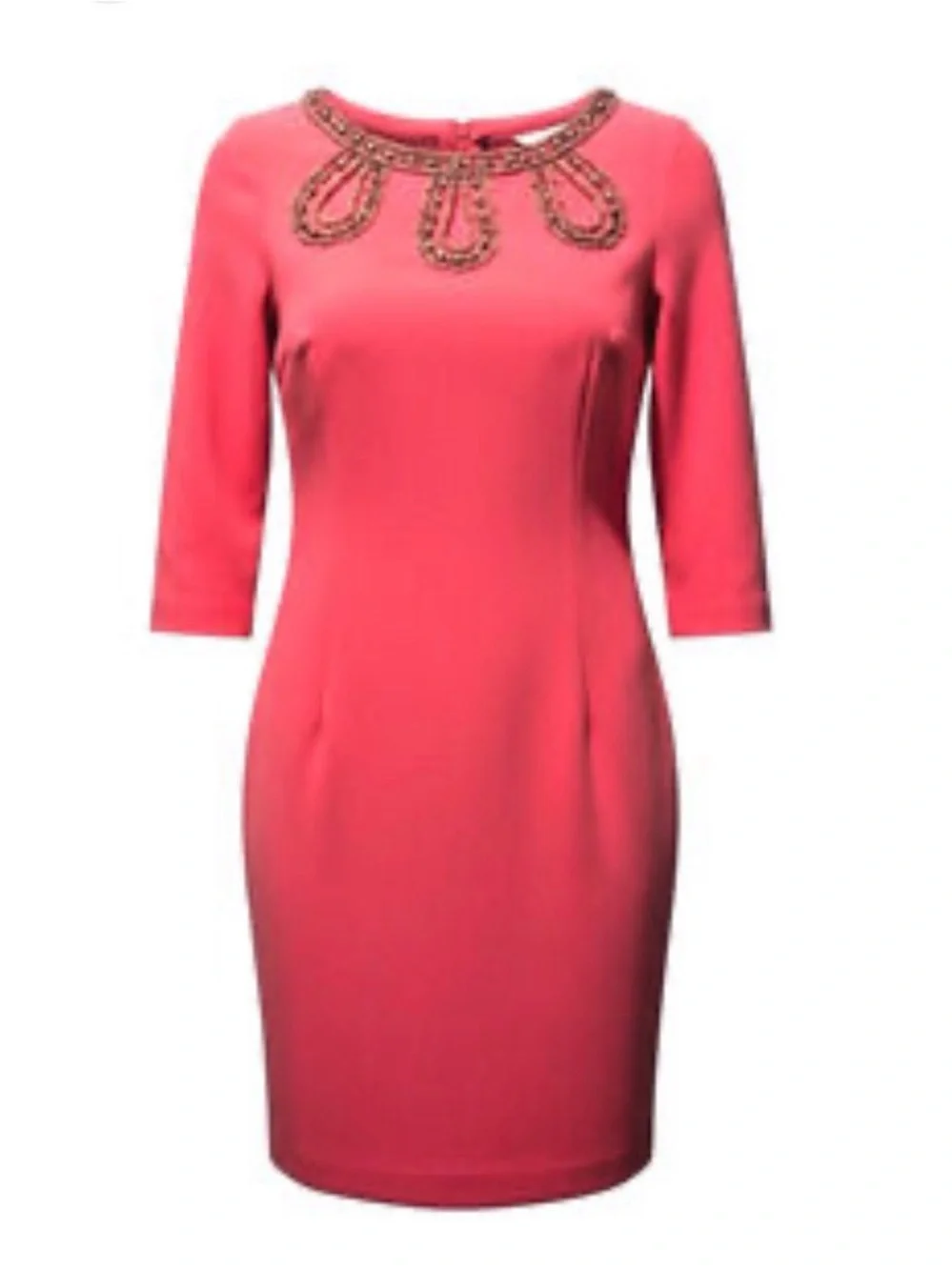 Lilly Pulitzer Bronte Shift Dress Scuba Beaded Jeweled Neckline Pink Azalea 10 - Picture 3 of 15